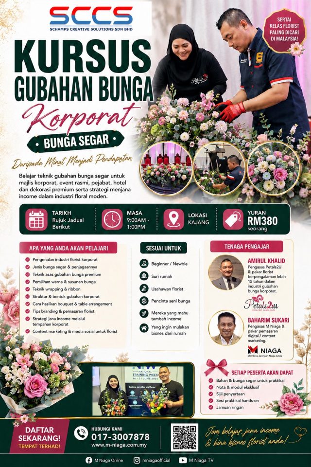 KURSUS GUBAHAN BUNGA KORPORAT sccs