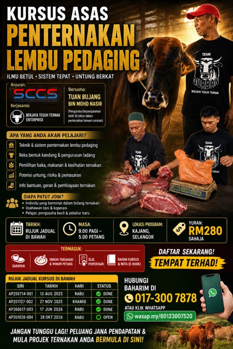 KURSUS PENTERNAKAN LEMBU PEDAGING 2026
